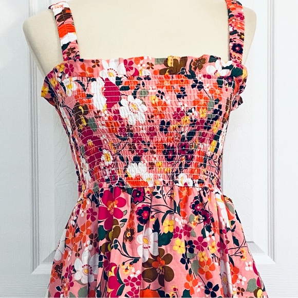 Altar'd State Pink Floral Higgins Dress Smocked Wide Straps Womens Sz S  NEW - Picture 4 of 15